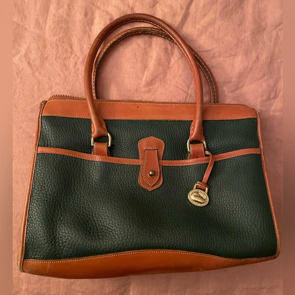 Vintage Dooney & Bourke All weather leather Green and Brown Leather Handbag - Picture 1 of 7